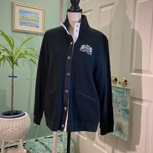 Ralph Lauren Black Cotton knit Jacket with Snap Closure